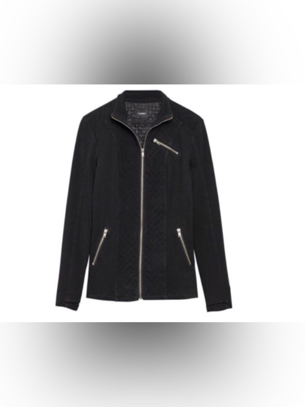 Liverpool Black Quilted Zip-Front Bomber Jacket